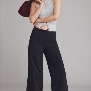Anthropologie Black Wide-Leg Pants